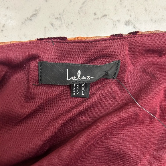 Lulu's One Shoulder Velvet Dress in Wine and Red - Picture 2 of 3